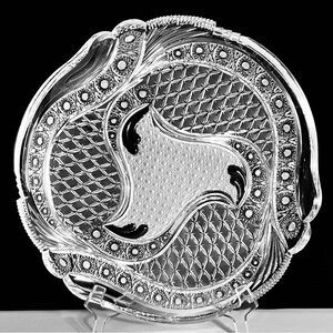 Antique AMERICAN BRILLIANT Round Tray / 1000’s of HAND-CUT FACETS / 11 Inches